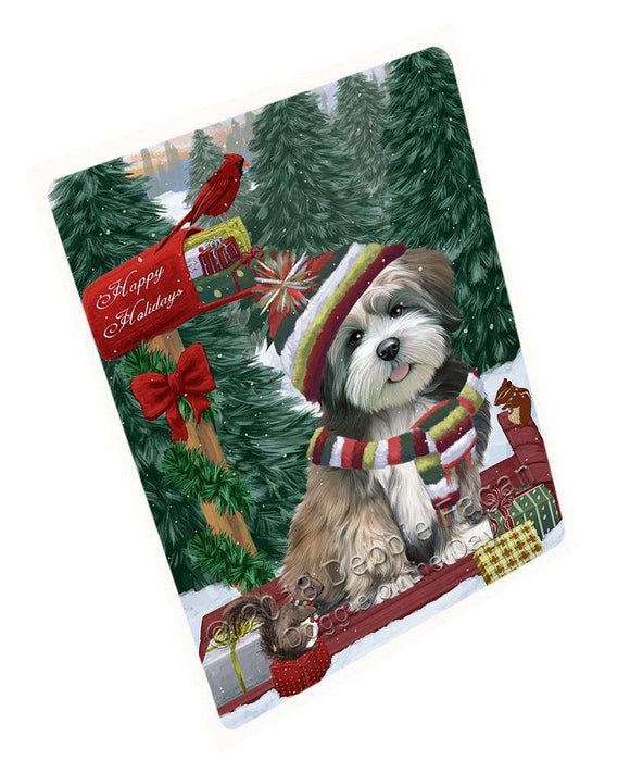 Merry Christmas Woodland Sled Lhasa Apso Dog Cutting Board C70029