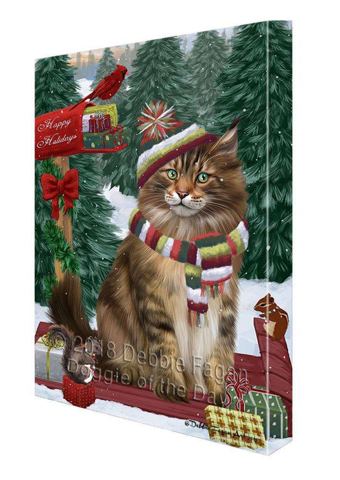 Merry Christmas Woodland Sled Maine Coon Cat Canvas Print Wall Art Décor CVS114641