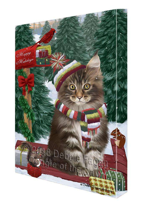 Merry Christmas Woodland Sled Maine Coon Cat Canvas Print Wall Art Décor CVS114659