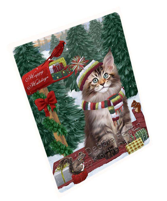 Merry Christmas Woodland Sled Maine Coon Cat Cutting Board C70050