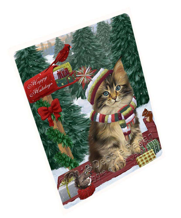 Merry Christmas Woodland Sled Maine Coon Cat Large Refrigerator / Dishwasher Magnet RMAG92082