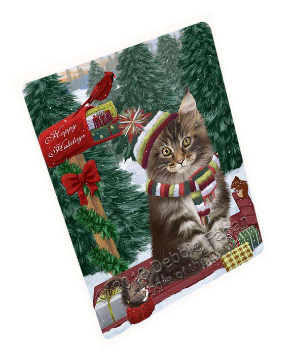 Merry Christmas Woodland Sled Maine Coon Cat Large Refrigerator / Dishwasher Magnet RMAG92088