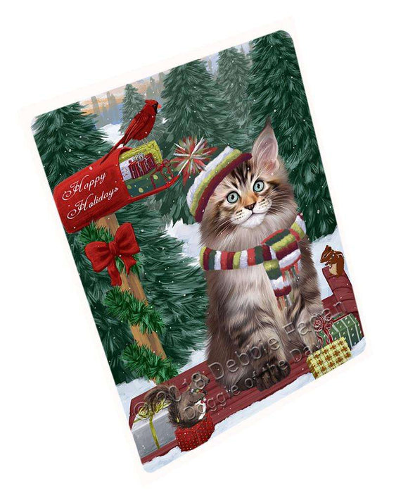 Merry Christmas Woodland Sled Maine Coon Cat Large Refrigerator / Dishwasher Magnet RMAG92094