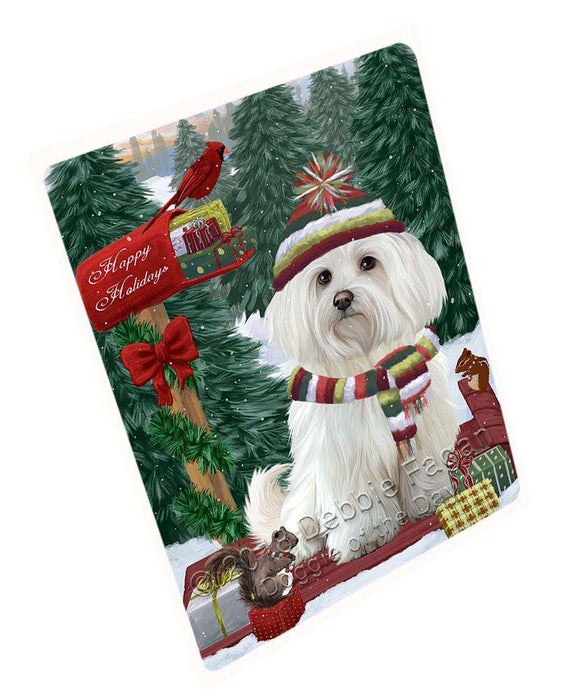 Merry Christmas Woodland Sled Maltese Dog Cutting Board C70053