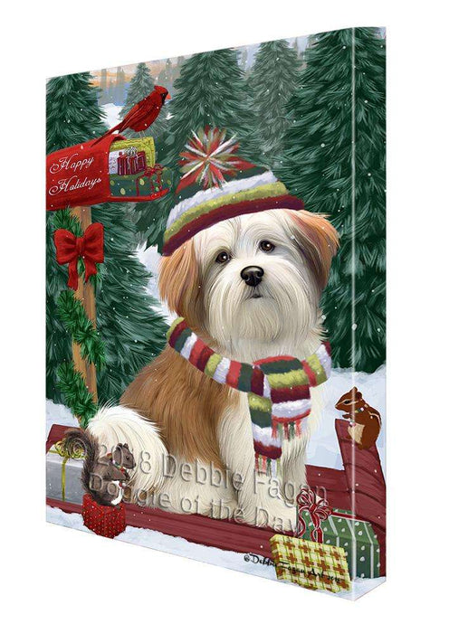 Merry Christmas Woodland Sled Malti Tzu Dog Canvas Print Wall Art Décor CVS114695