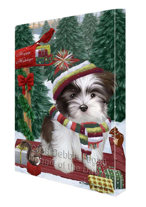 Merry Christmas Woodland Sled Malti Tzu Dog Canvas Print Wall Art Décor CVS114704