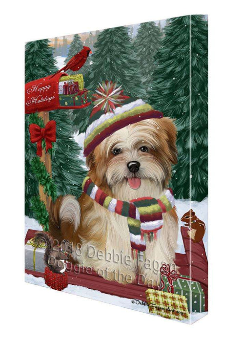 Merry Christmas Woodland Sled Malti Tzu Dog Canvas Print Wall Art Décor CVS114722
