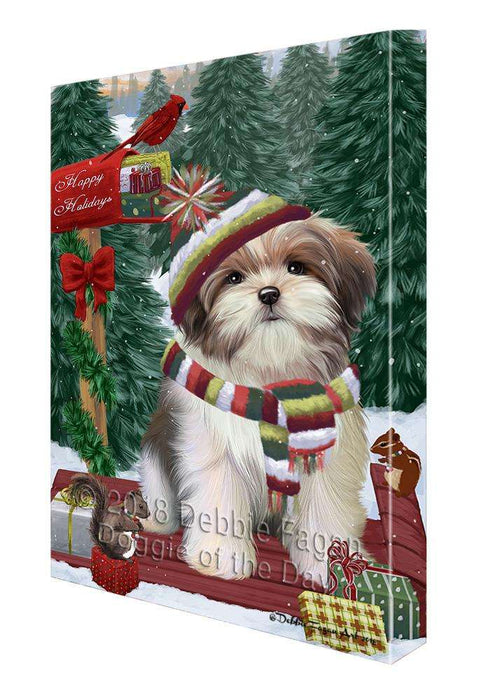 Merry Christmas Woodland Sled Malti Tzu Dog Canvas Print Wall Art Décor CVS114731