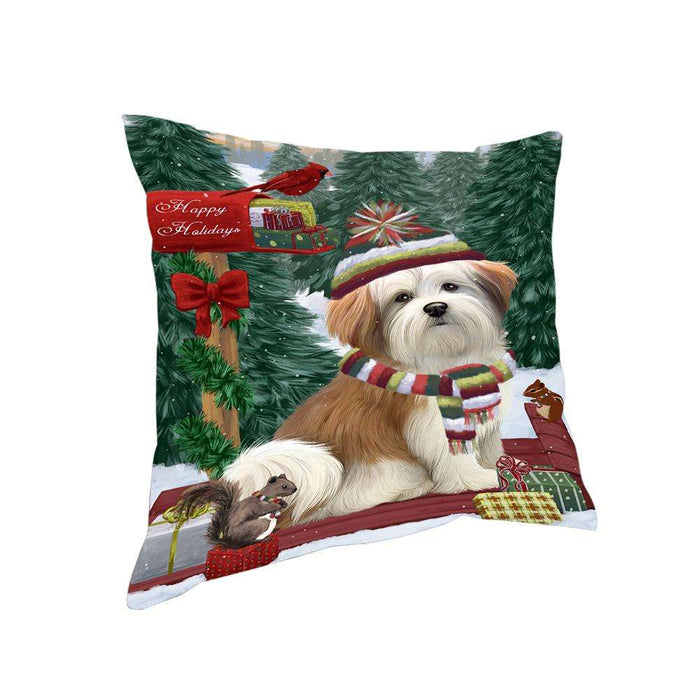 Merry Christmas Woodland Sled Malti Tzu Dog Pillow PIL77168