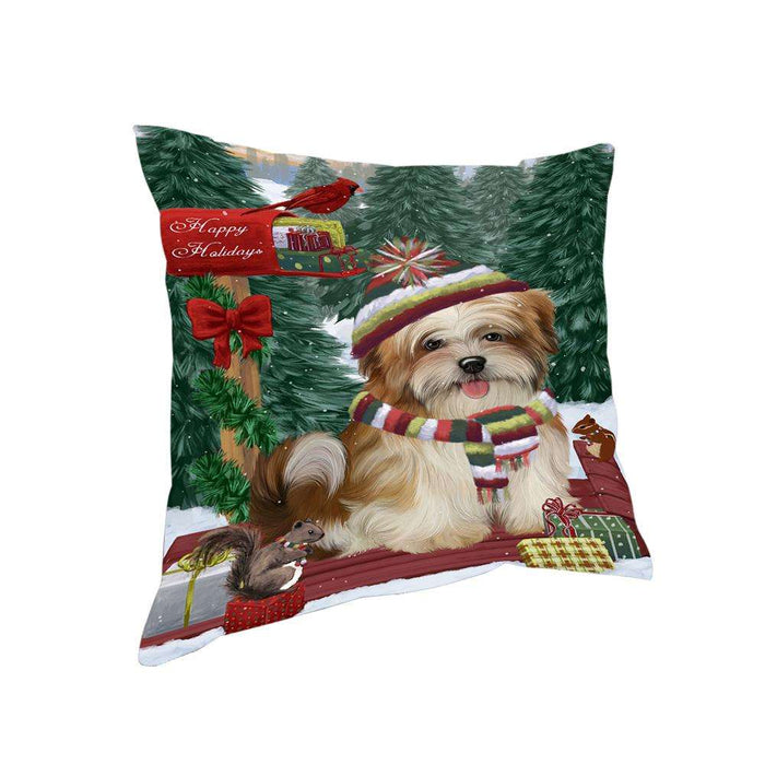 Merry Christmas Woodland Sled Malti Tzu Dog Pillow PIL77180