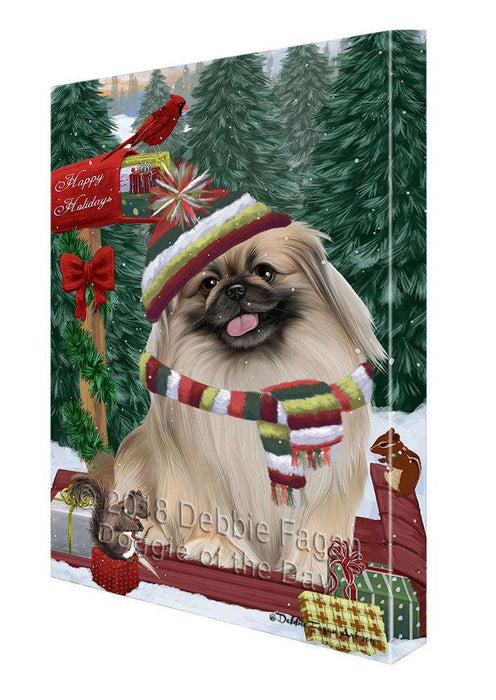 Merry Christmas Woodland Sled Pekingese Dog Canvas Print Wall Art Décor CVS114758