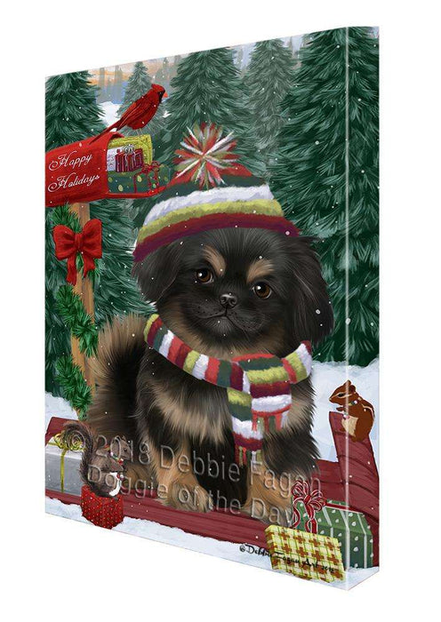 Merry Christmas Woodland Sled Pekingese Dog Canvas Print Wall Art Décor CVS114767