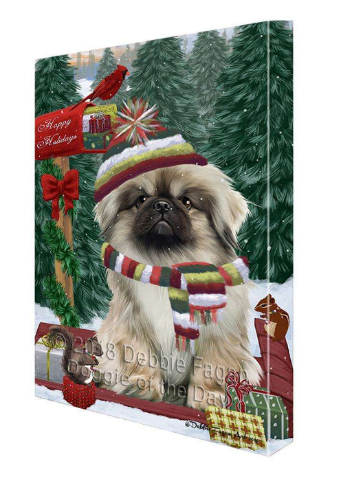 Merry Christmas Woodland Sled Pekingese Dog Canvas Print Wall Art Décor CVS114776