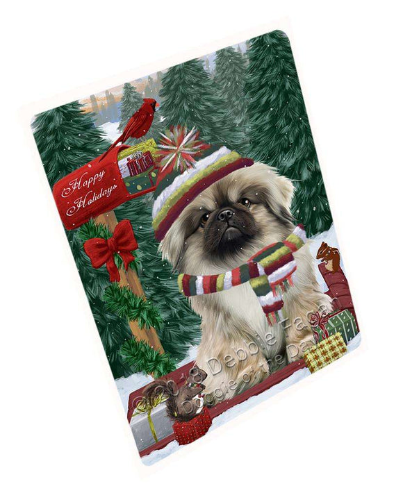 Merry Christmas Woodland Sled Pekingese Dog Large Refrigerator / Dishwasher Magnet RMAG92166
