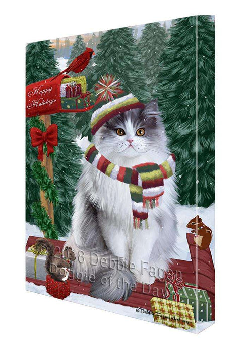 Merry Christmas Woodland Sled Persian Cat Canvas Print Wall Art Décor CVS114785