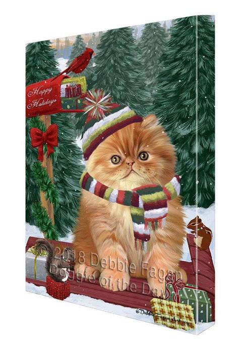 Merry Christmas Woodland Sled Persian Cat Canvas Print Wall Art Décor CVS114794
