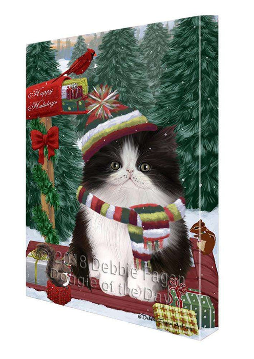 Merry Christmas Woodland Sled Persian Cat Canvas Print Wall Art Décor CVS114803
