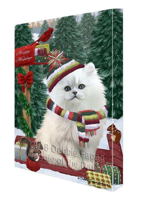 Merry Christmas Woodland Sled Persian Cat Canvas Print Wall Art Décor CVS114821