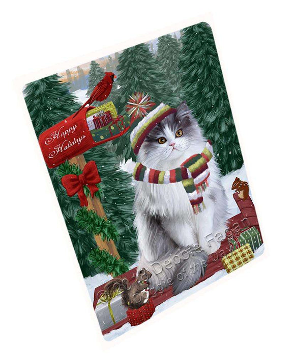 Merry Christmas Woodland Sled Persian Cat Large Refrigerator / Dishwasher Magnet RMAG92172
