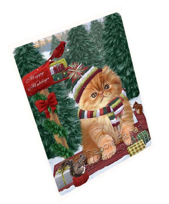 Merry Christmas Woodland Sled Persian Cat Large Refrigerator / Dishwasher Magnet RMAG92178