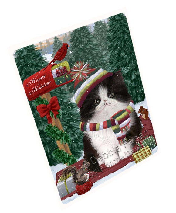 Merry Christmas Woodland Sled Persian Cat Large Refrigerator / Dishwasher Magnet RMAG92184