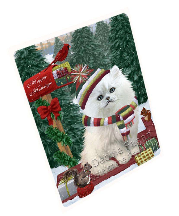 Merry Christmas Woodland Sled Persian Cat Large Refrigerator / Dishwasher Magnet RMAG92196