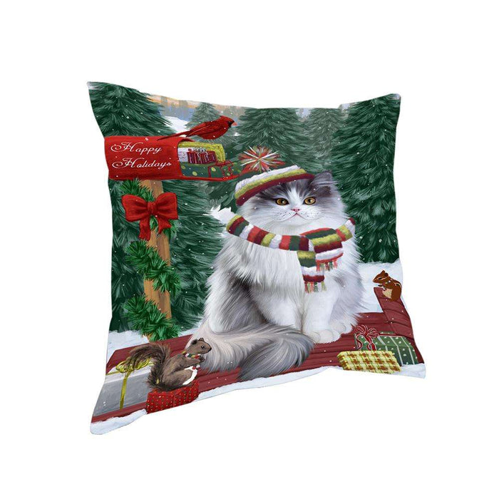 Merry Christmas Woodland Sled Persian Cat Pillow PIL77208