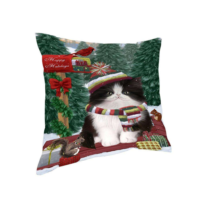 Merry Christmas Woodland Sled Persian Cat Pillow PIL77216