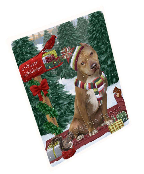 Merry Christmas Woodland Sled Pit Bull Dog Large Refrigerator / Dishwasher Magnet RMAG92202