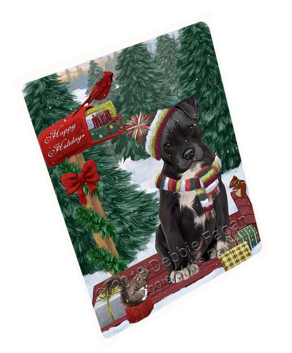Merry Christmas Woodland Sled Pit Bull Dog Large Refrigerator / Dishwasher Magnet RMAG92208