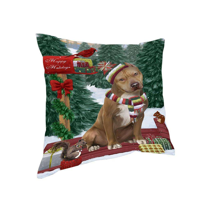 Merry Christmas Woodland Sled Pit Bull Dog Pillow PIL77228