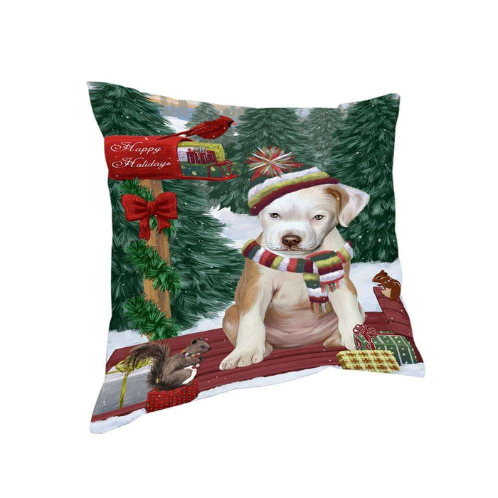 Merry Christmas Woodland Sled Pit Bull Dog Pillow PIL77244
