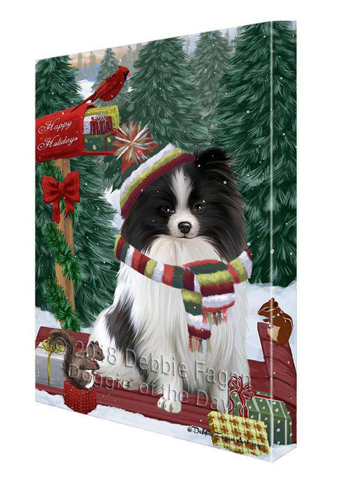 Merry Christmas Woodland Sled Pomeranian Dog Canvas Print Wall Art Décor CVS114884