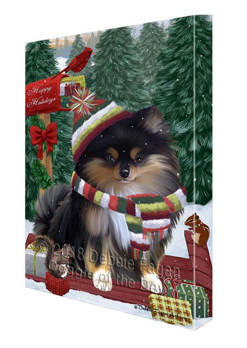 Merry Christmas Woodland Sled Pomeranian Dog Canvas Print Wall Art Décor CVS114893