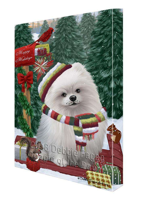 Merry Christmas Woodland Sled Pomeranian Dog Canvas Print Wall Art Décor CVS114902