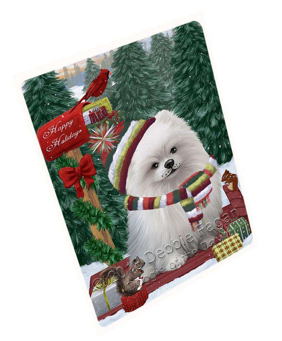 Merry Christmas Woodland Sled Pomeranian Dog Large Refrigerator / Dishwasher Magnet RMAG92250