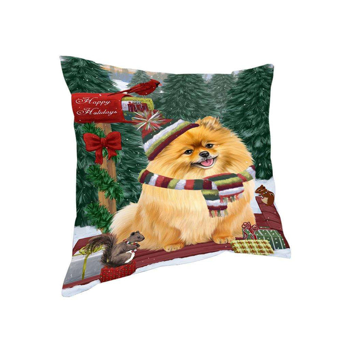 Merry Christmas Woodland Sled Pomeranian Dog Pillow PIL77248