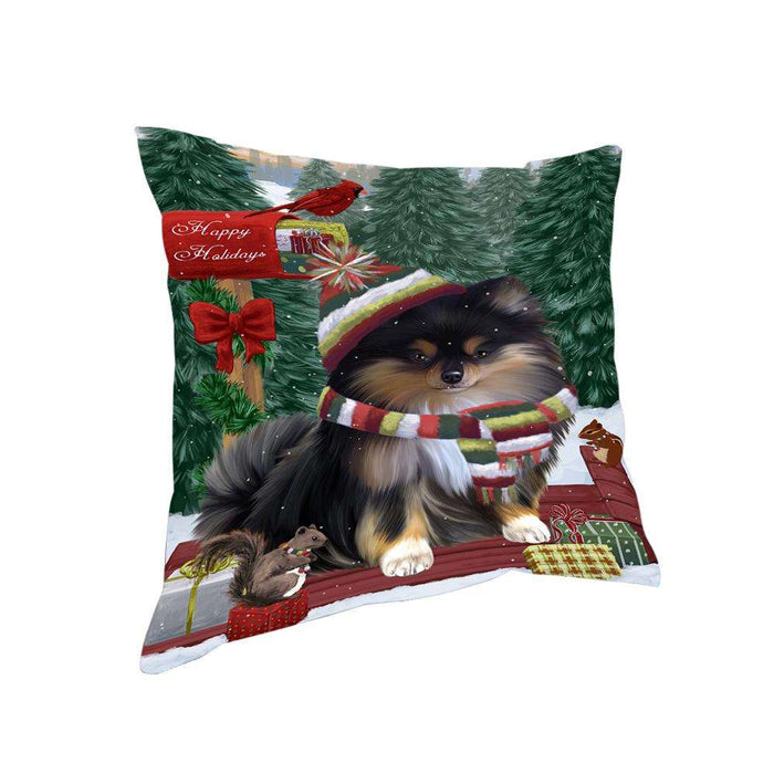 Merry Christmas Woodland Sled Pomeranian Dog Pillow PIL77256