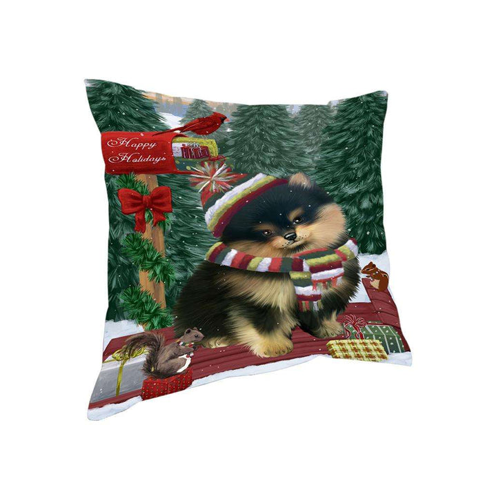 Merry Christmas Woodland Sled Pomeranian Dog Pillow PIL77264