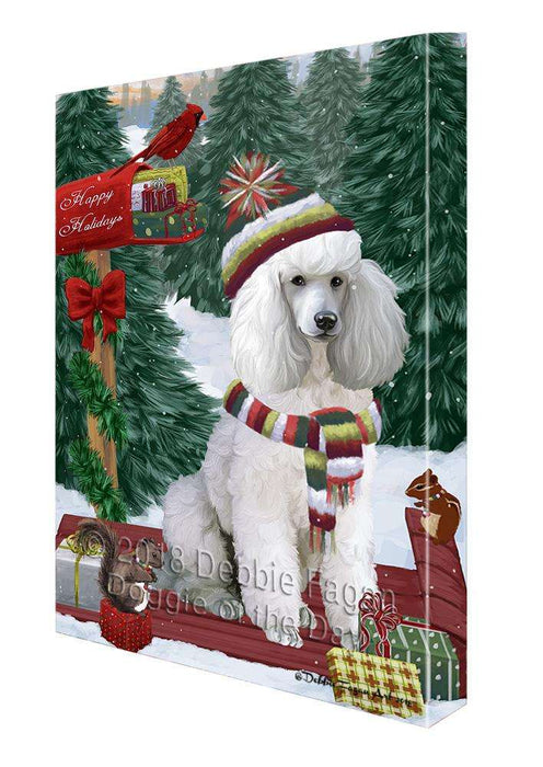 Merry Christmas Woodland Sled Poodle Dog Canvas Print Wall Art Décor CVS114920