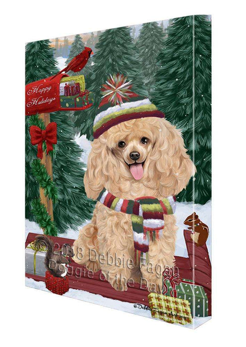 Merry Christmas Woodland Sled Poodle Dog Canvas Print Wall Art Décor CVS114929