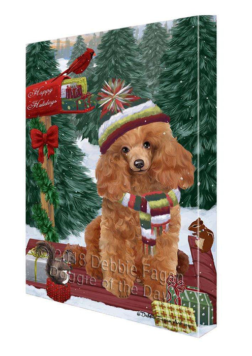 Merry Christmas Woodland Sled Poodle Dog Canvas Print Wall Art Décor CVS114938