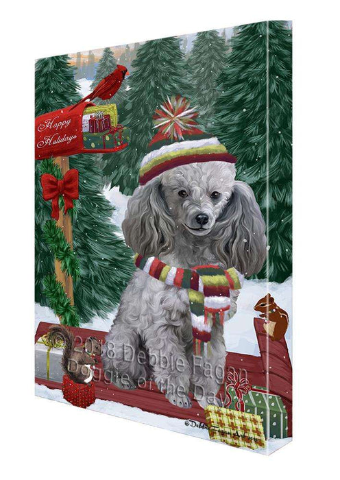 Merry Christmas Woodland Sled Poodle Dog Canvas Print Wall Art Décor CVS114947