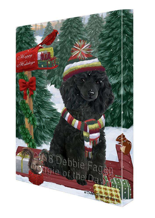 Merry Christmas Woodland Sled Poodle Dog Canvas Print Wall Art Décor CVS114956