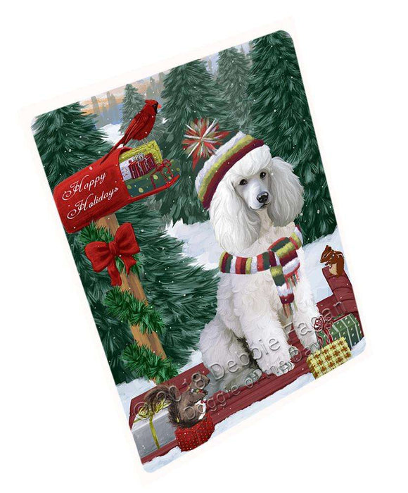 Merry Christmas Woodland Sled Poodle Dog Large Refrigerator / Dishwasher Magnet RMAG92262