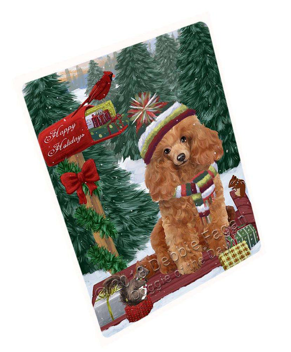 Merry Christmas Woodland Sled Poodle Dog Large Refrigerator / Dishwasher Magnet RMAG92274