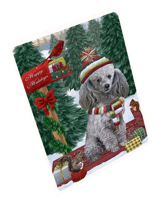 Merry Christmas Woodland Sled Poodle Dog Large Refrigerator / Dishwasher Magnet RMAG92280