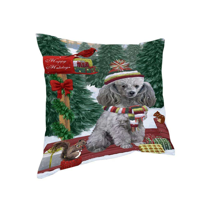 Merry Christmas Woodland Sled Poodle Dog Pillow PIL77280