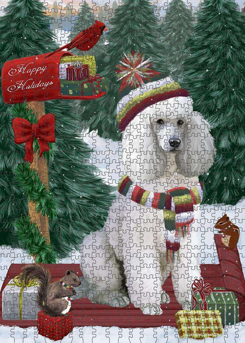 Merry Christmas Woodland Sled Poodle Dog Puzzle  PUZL88076