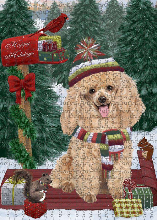 Merry Christmas Woodland Sled Poodle Dog Puzzle  PUZL88080